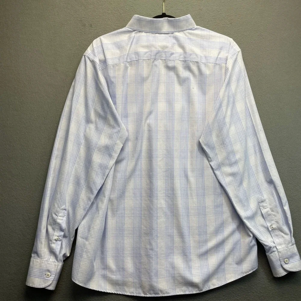 UNTUCKit Men Shirt XL Wilridge WF Blue Plaid Cotton Wrinkle Free Casual 40465‎